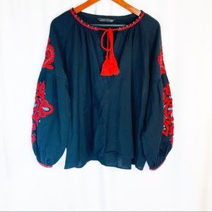 Zara Boho Embroidered Blouse